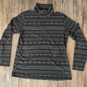 Columbia Black & Gray Fleece Half Zip Pullover | Aztec Print | Size XL